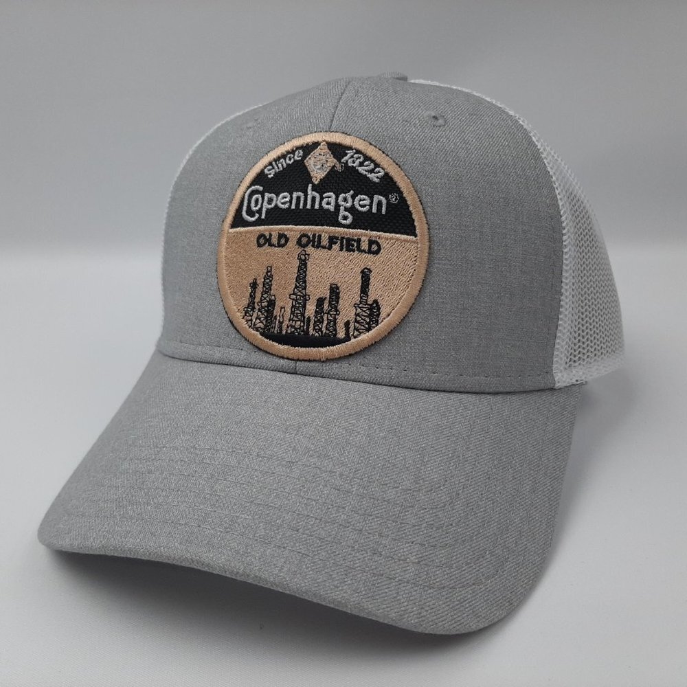 Copenhagen Old Oilfield Embroidered Patch Mesh Snapback Trucker Baseball Cap
